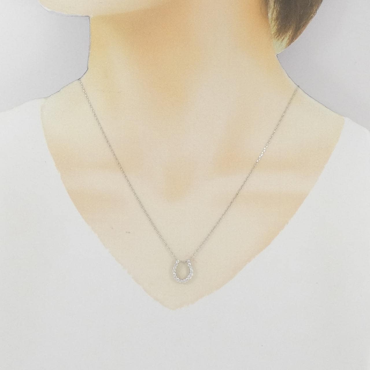 PT900/PT850 ホースシュー ダイヤモンド ネックレス 0.30CT
