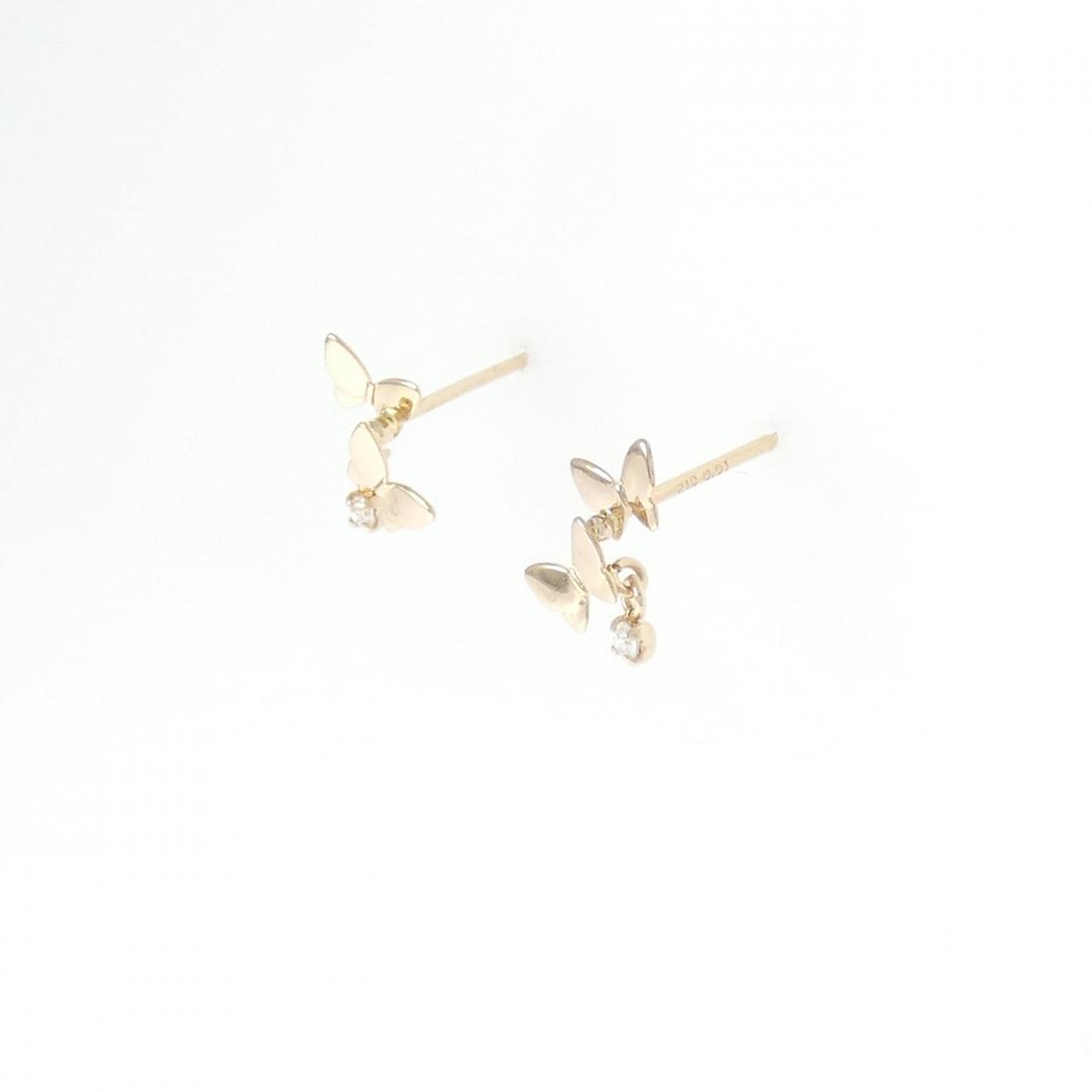 K18PG バタフライ ダイヤモンド ピアス 0.02CT