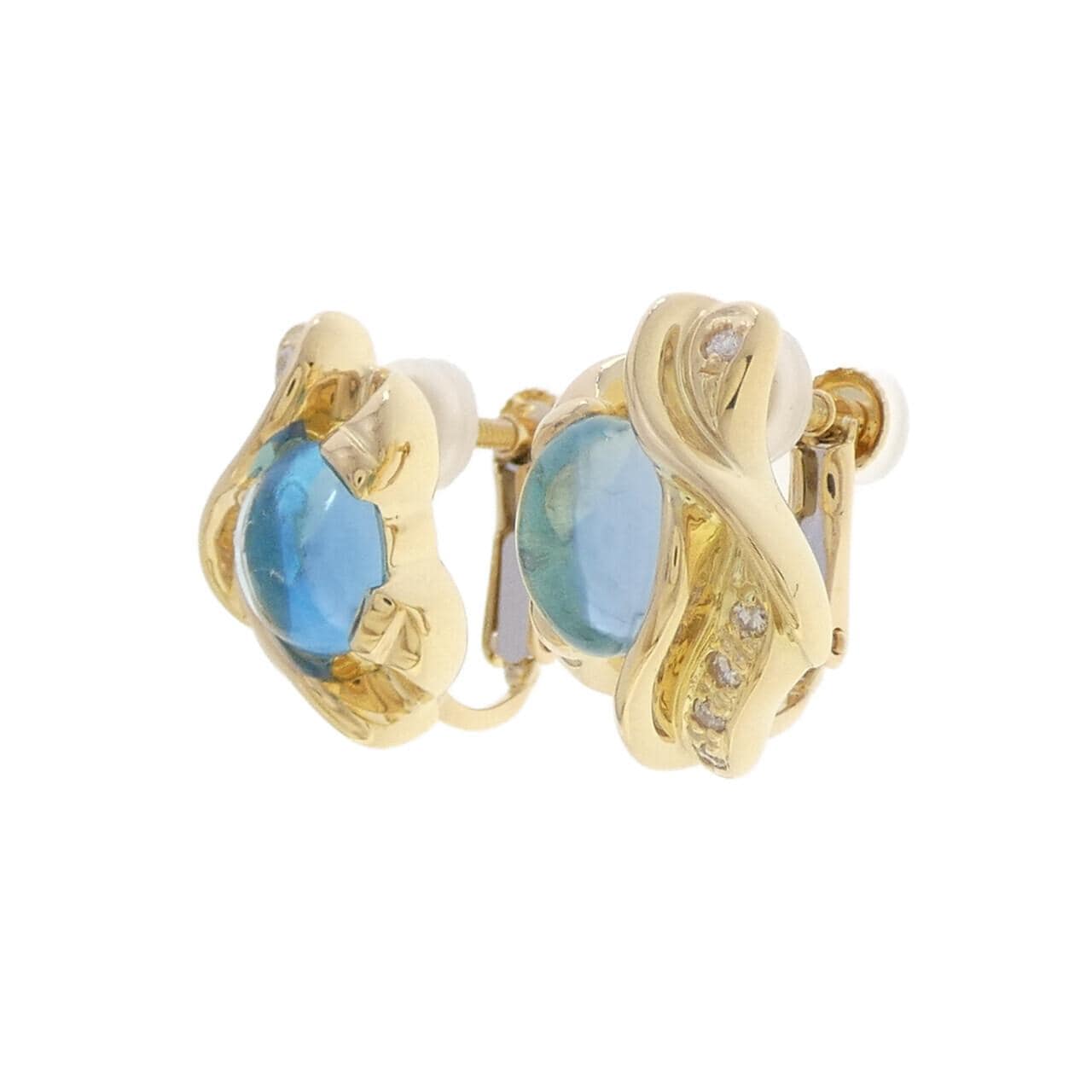 K18YG ブルートパーズ イヤリング 3.00CT