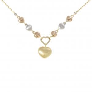 K18スリーカラー ハート ネックレス