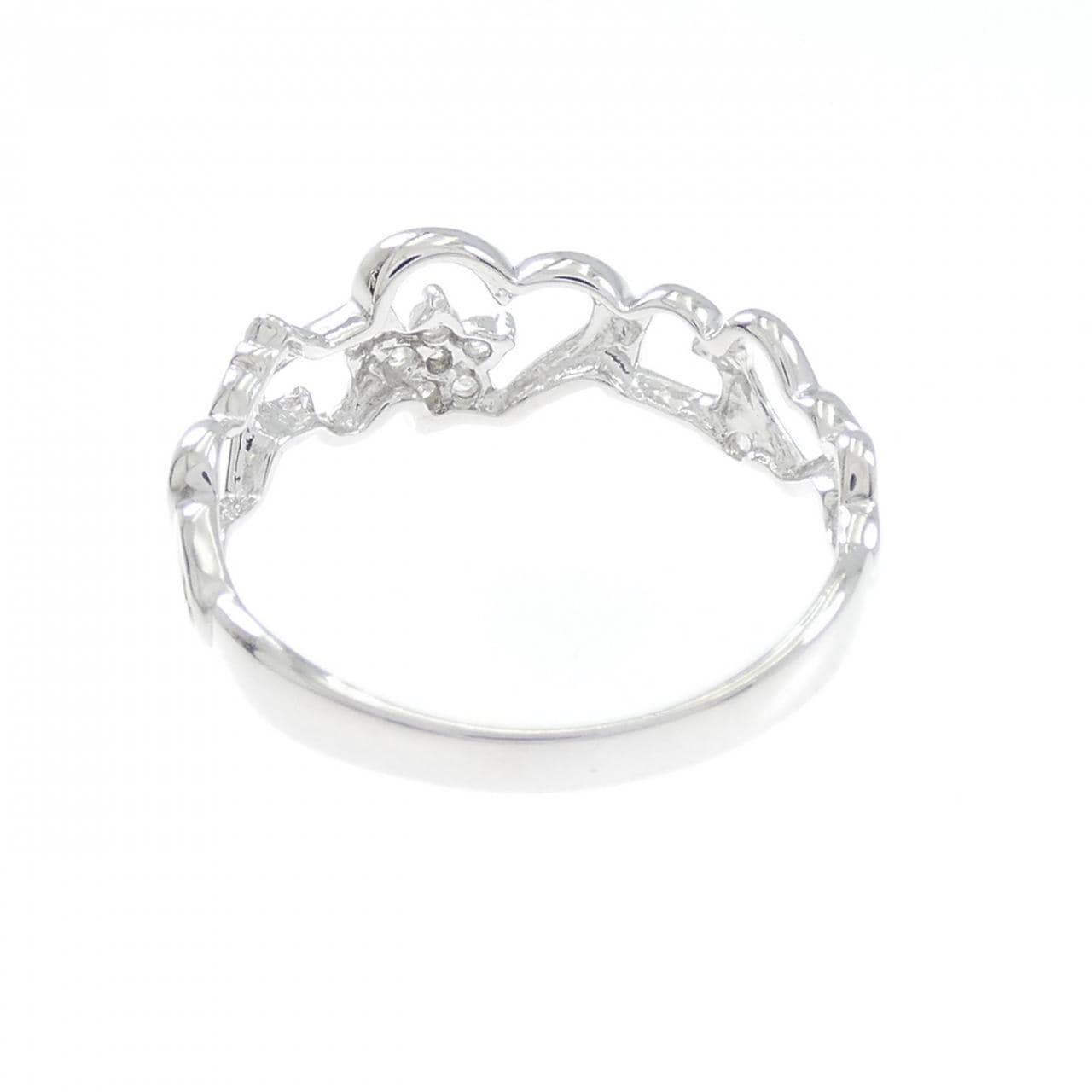 K14WG ハート×スター ダイヤモンド リング