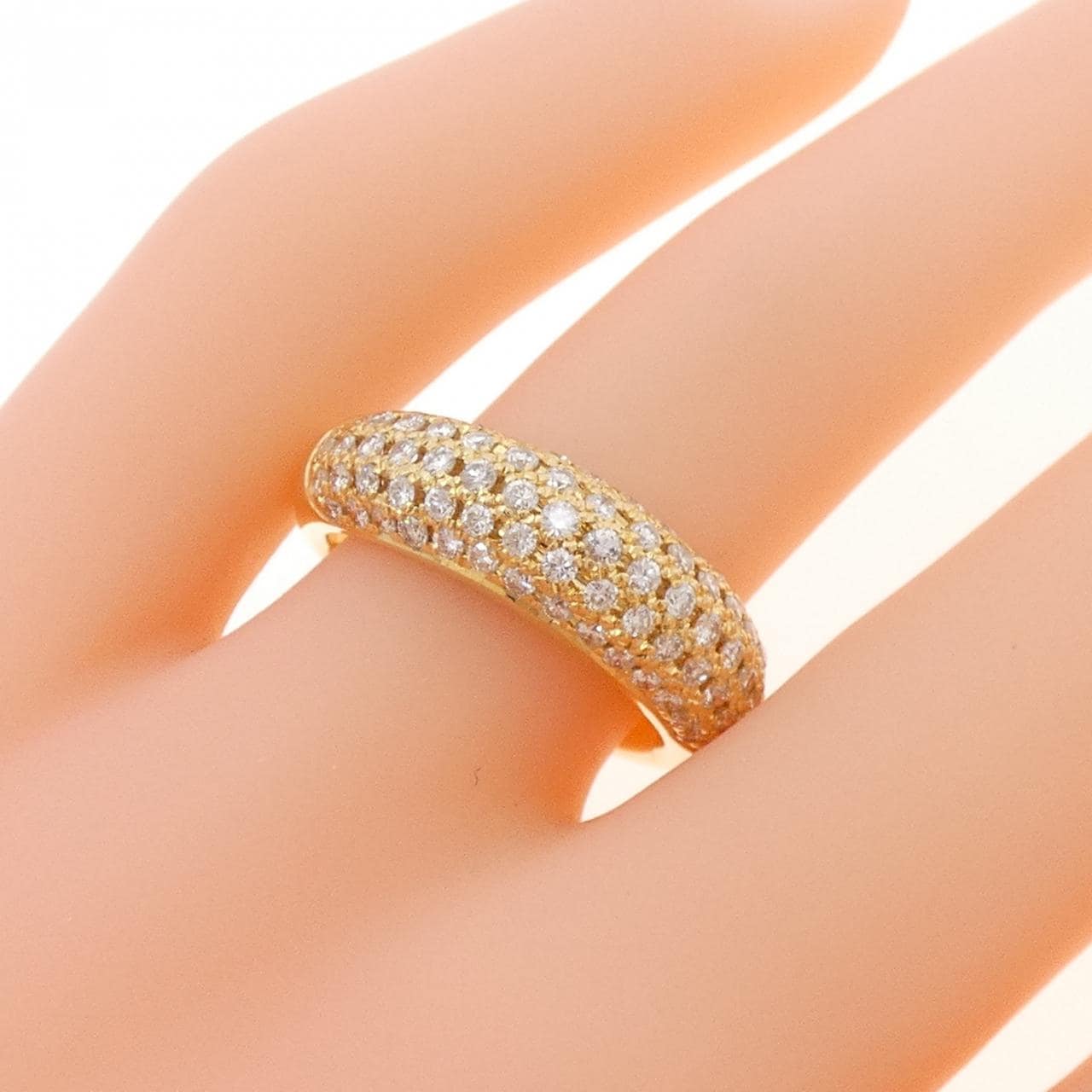 K18YG Pave Diamond Ring 0.85CT
