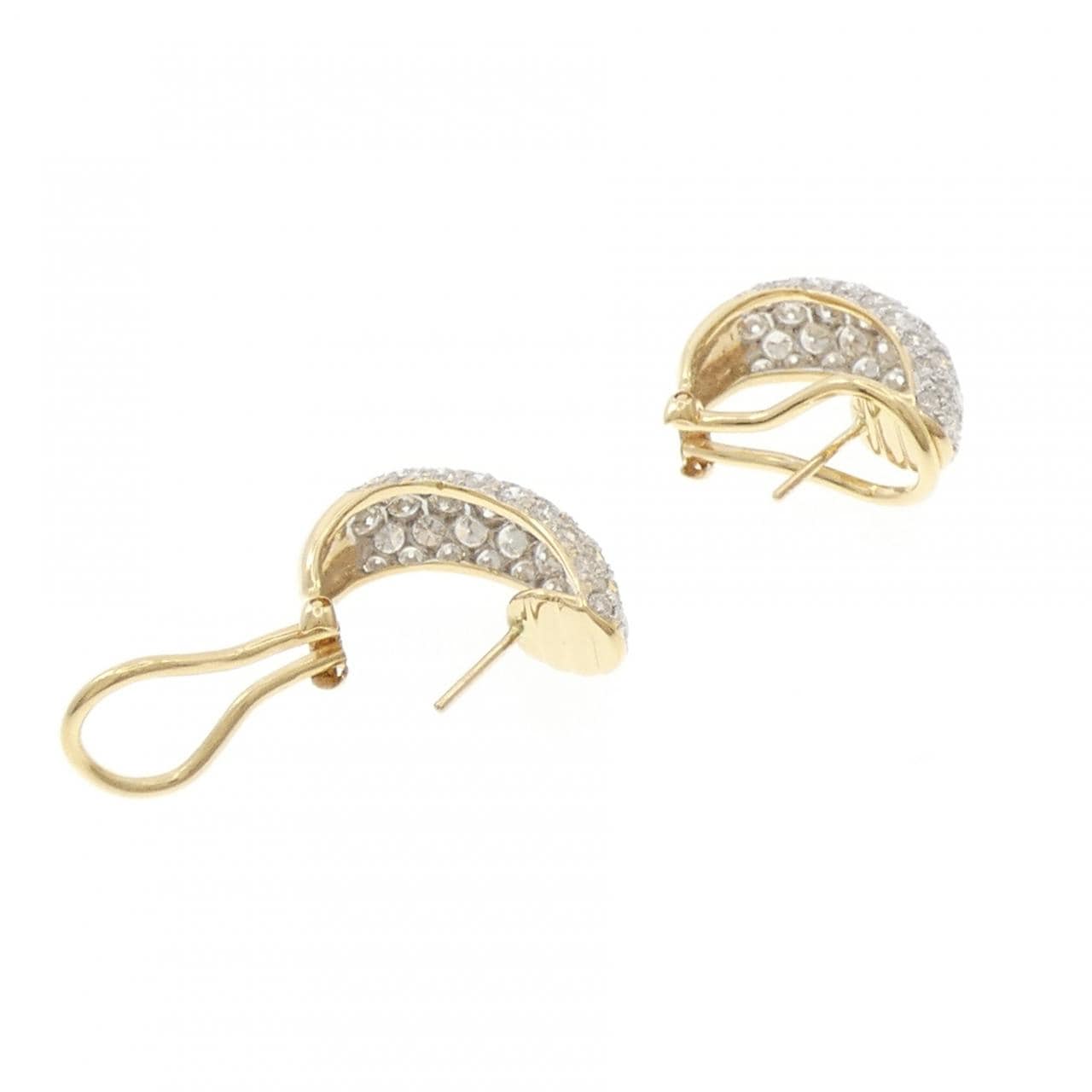 K18YG/K18WG パヴェ ダイヤモンド ピアス 3.24CT
