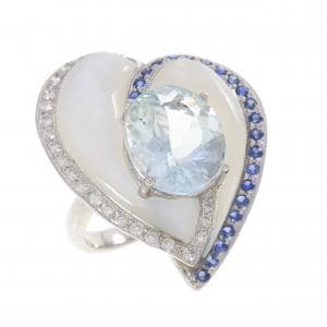 750WG ハート アクアマリン リング 4.57CT