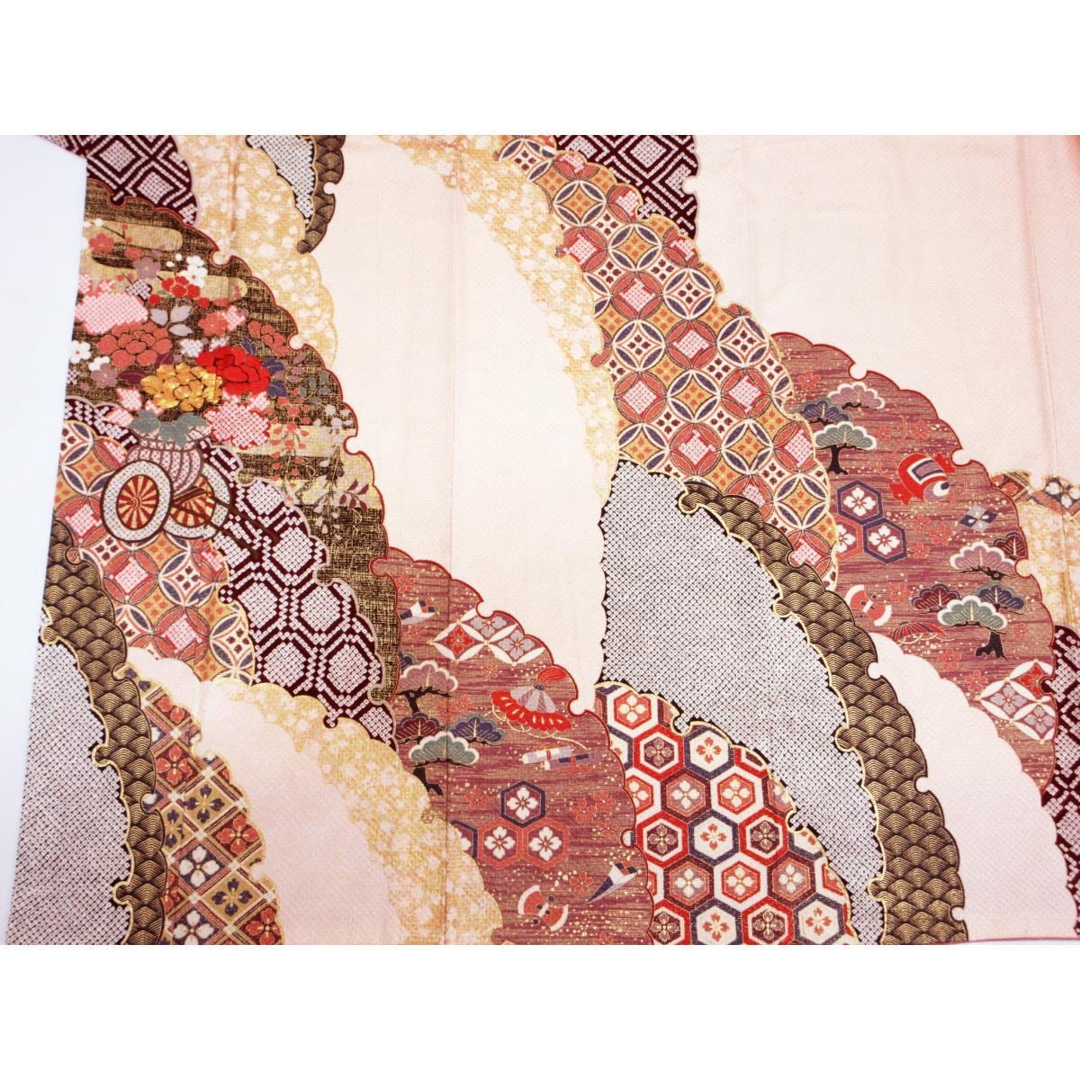 振袖　友禅金彩加工　刺繍入り絞り加工