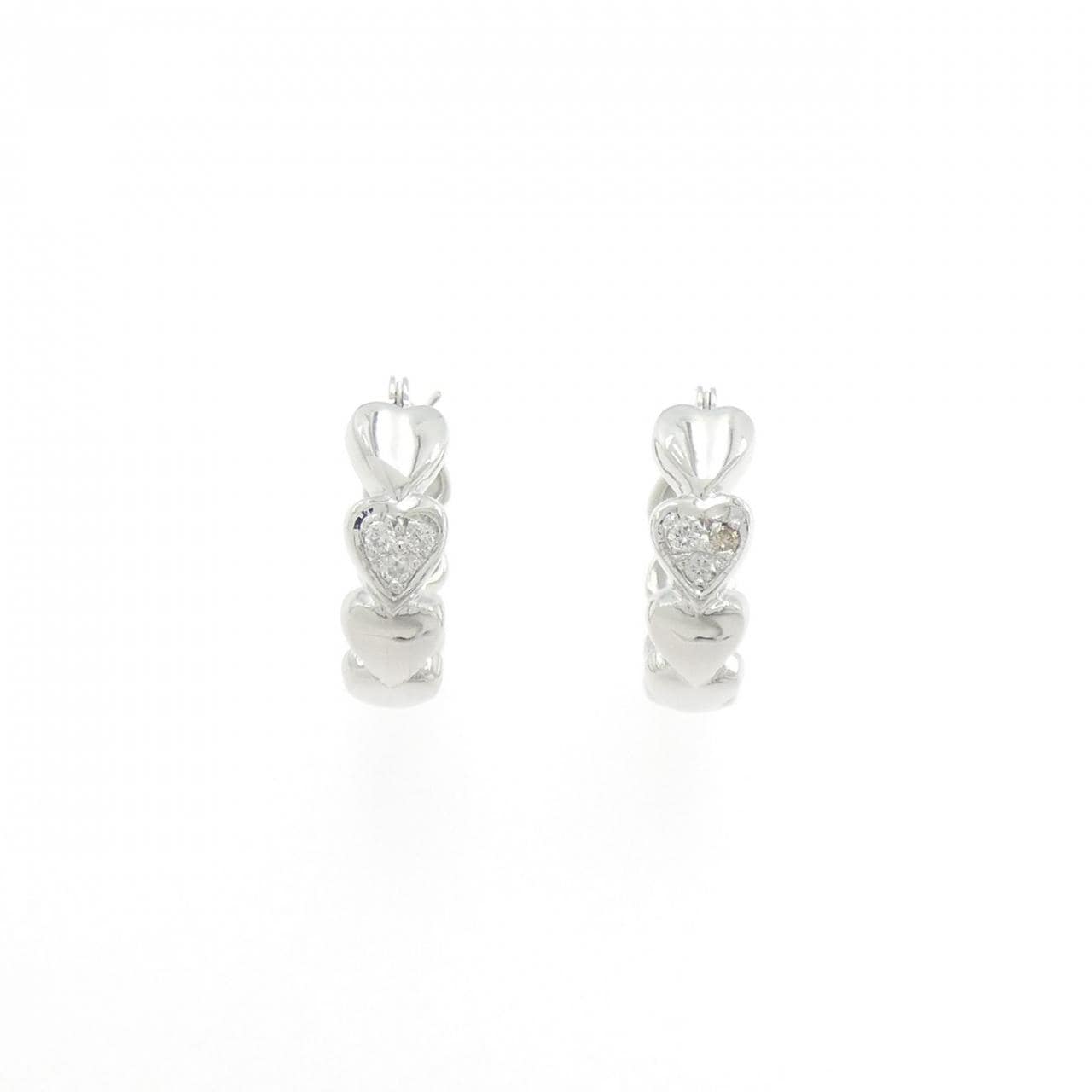 K14WG ハート ダイヤモンド ピアス 0.06CT
