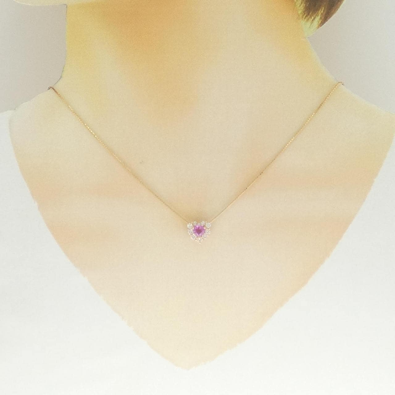 K18PG ハート サファイヤ ネックレス 0.59CT