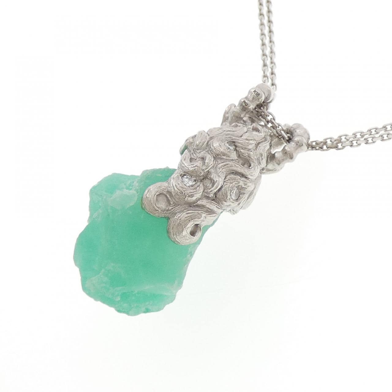 K18WG エメラルド ネックレス