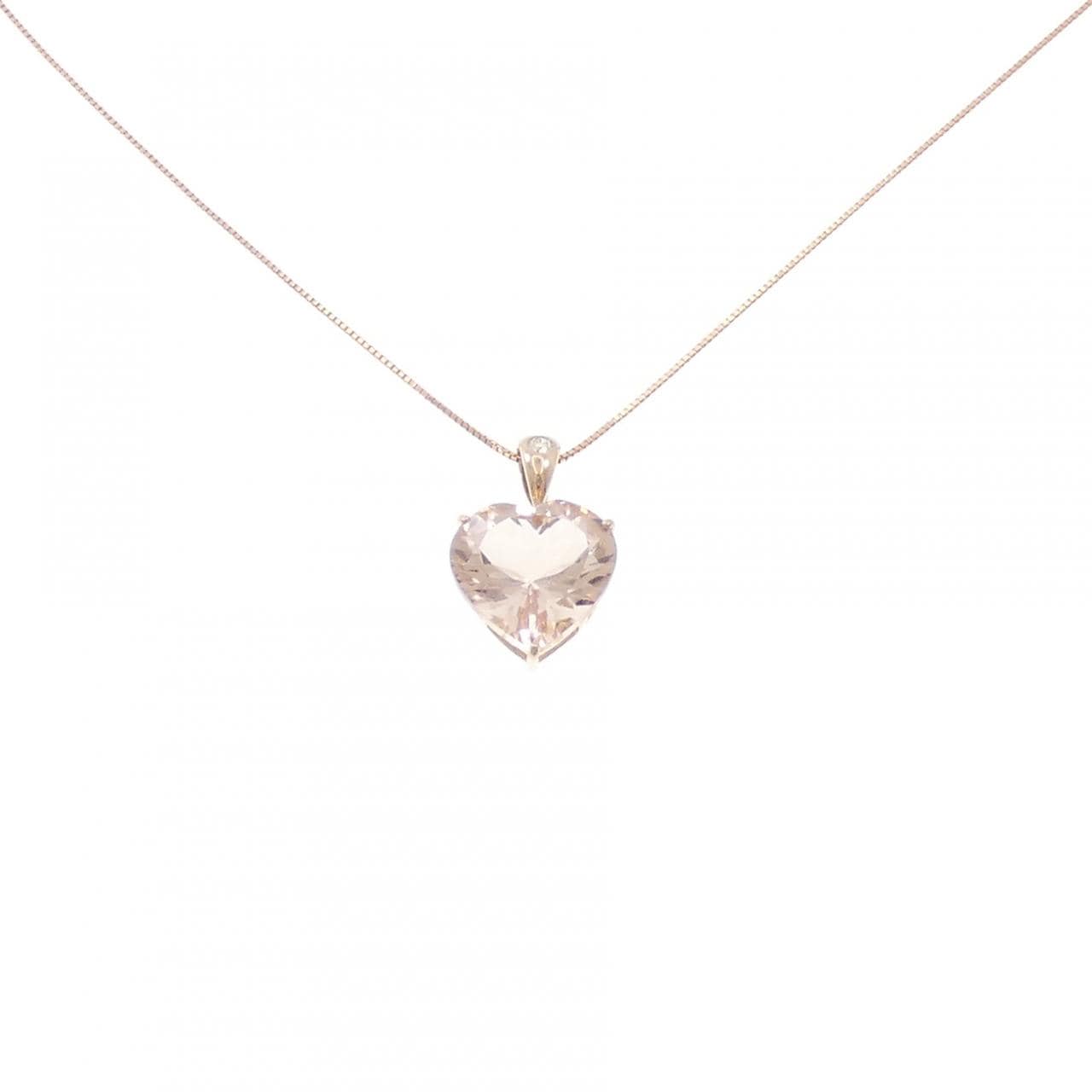 K18PG ハート モルガナイト ネックレス 8.41CT