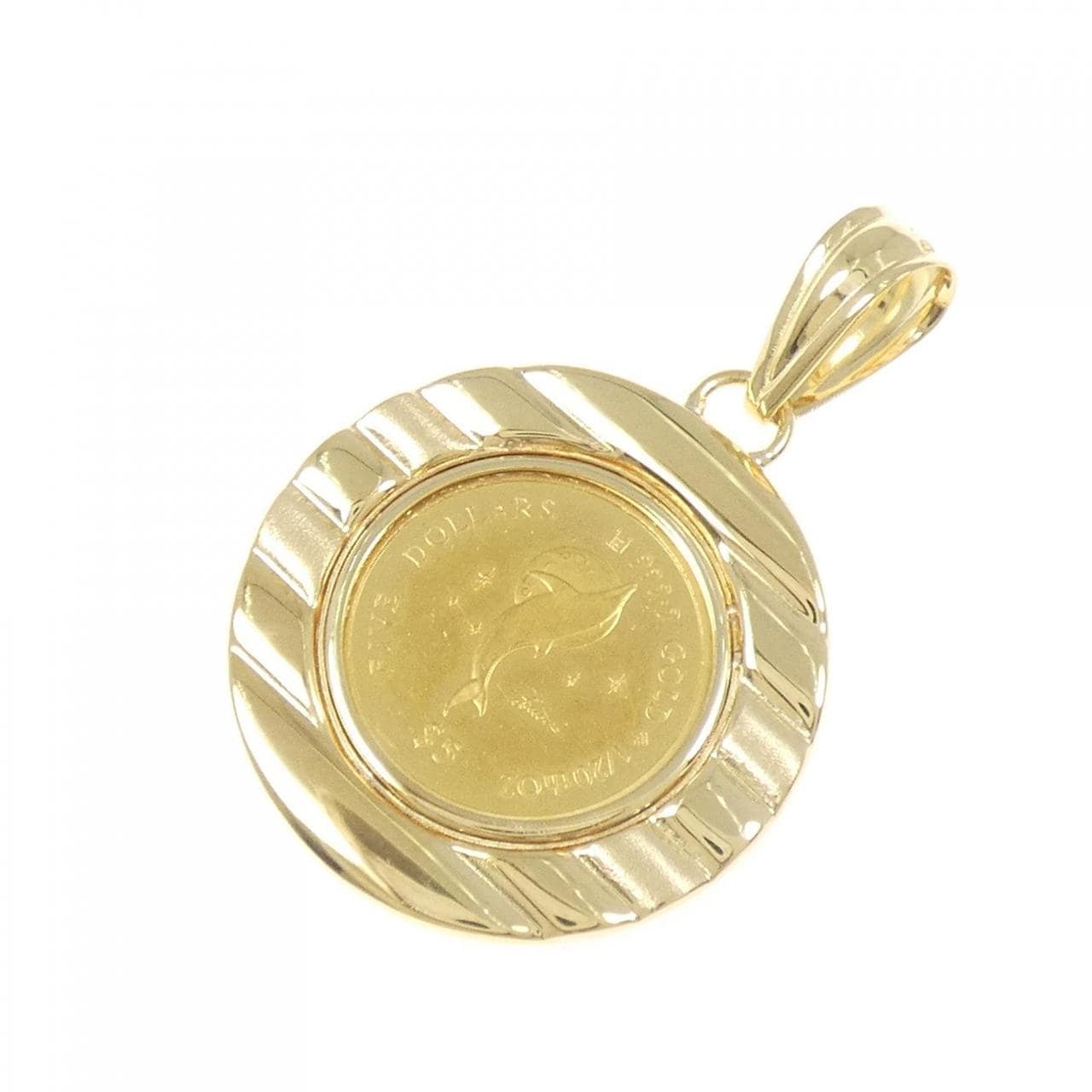 K18YG (框) 硬币吊坠