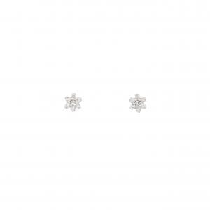 K18WG フラワー ダイヤモンド ピアス 0.10CT