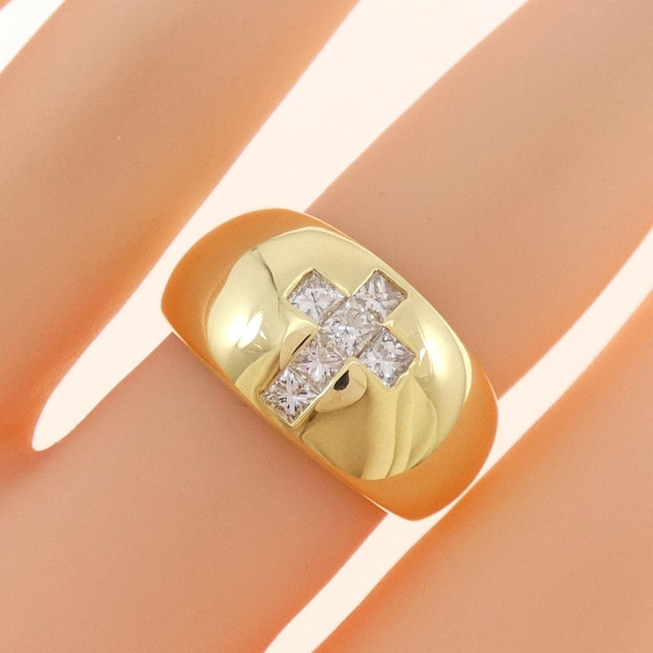 K18YG クロス ダイヤモンド リング 0.50CT