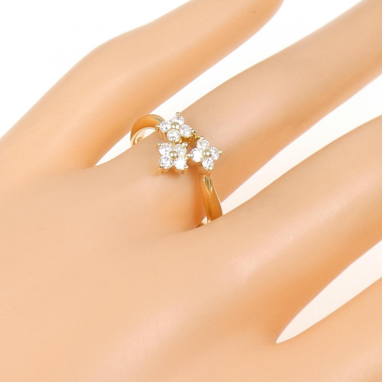 K18YG フラワー ダイヤモンド リング 0.32CT