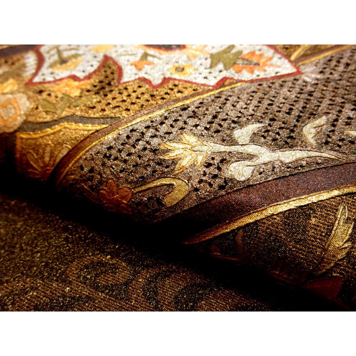 袋帯　染帯　刺繍入り　金彩加工