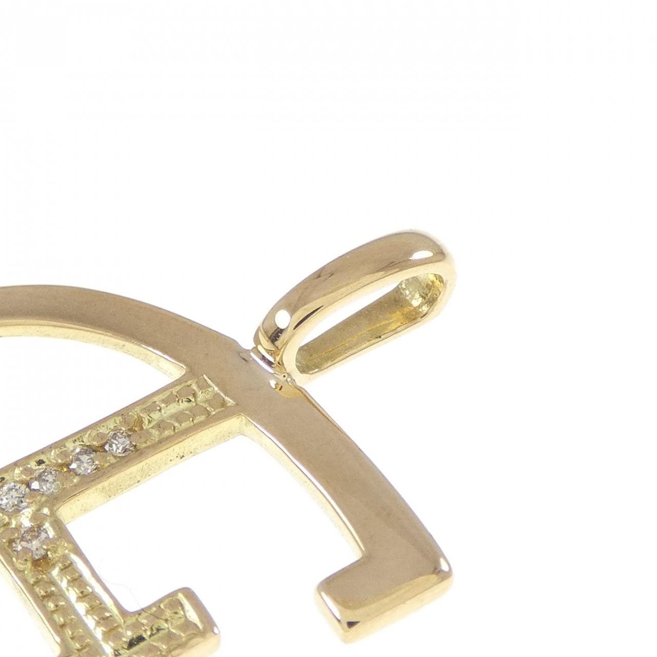 K18YG イニシャルE ダイヤモンド ペンダント 0.05CT