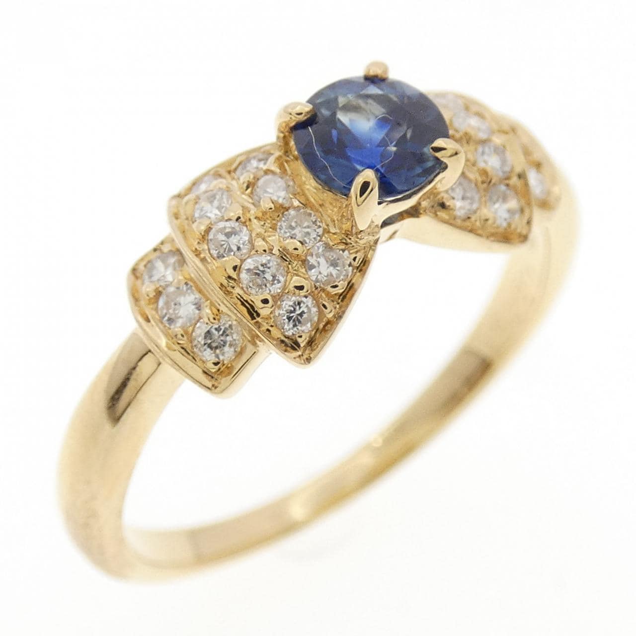 K18YG リボン サファイヤ リング 0.325CT