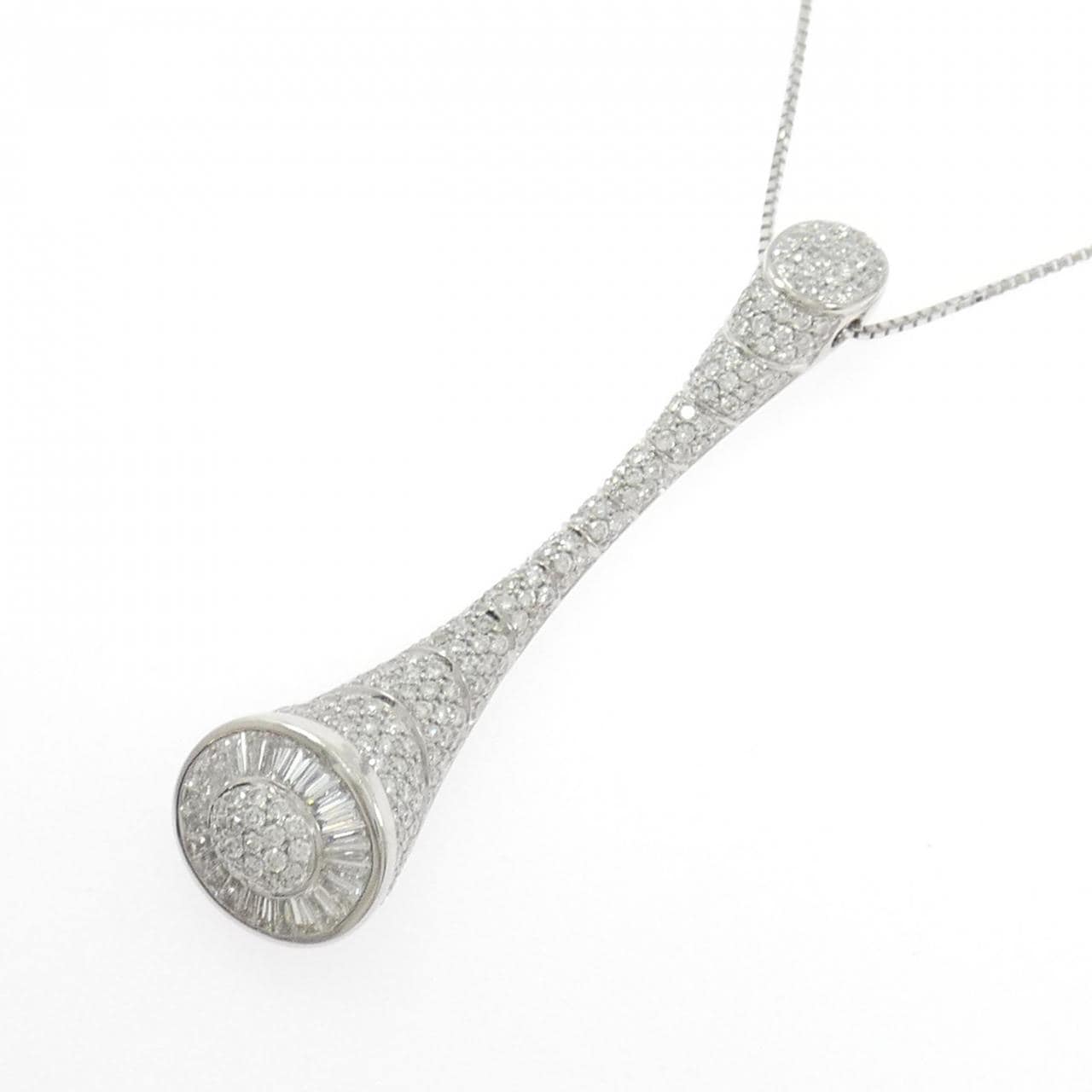 750WG/K18WG パヴェ ダイヤモンド ネックレス 3.20CT