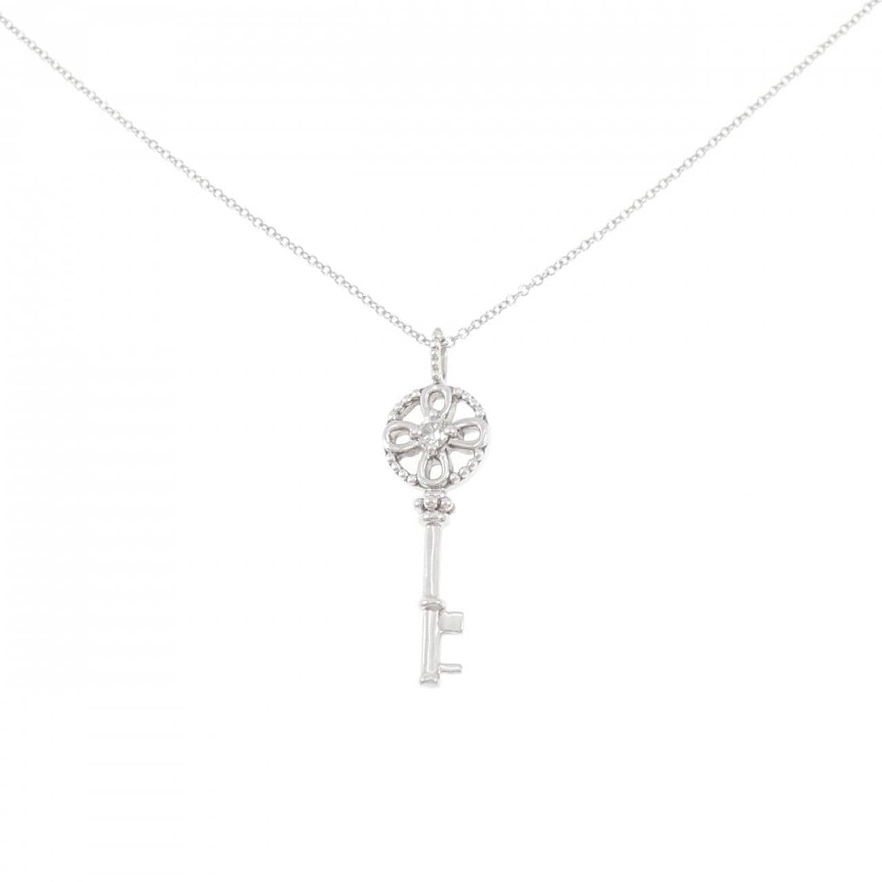K10WG キー×フラワー ダイヤモンド ネックレス