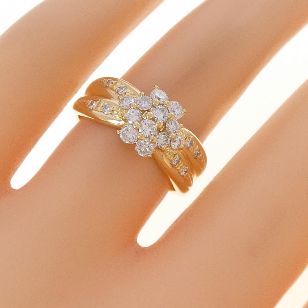 K18YG フラワー ダイヤモンド リング 0.56CT