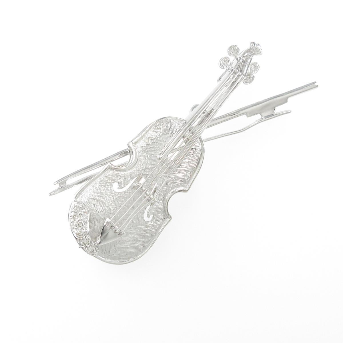 低価格 k18 ホワイトゴールド ダイヤ バイオリン ブローチ 楽器 ...
