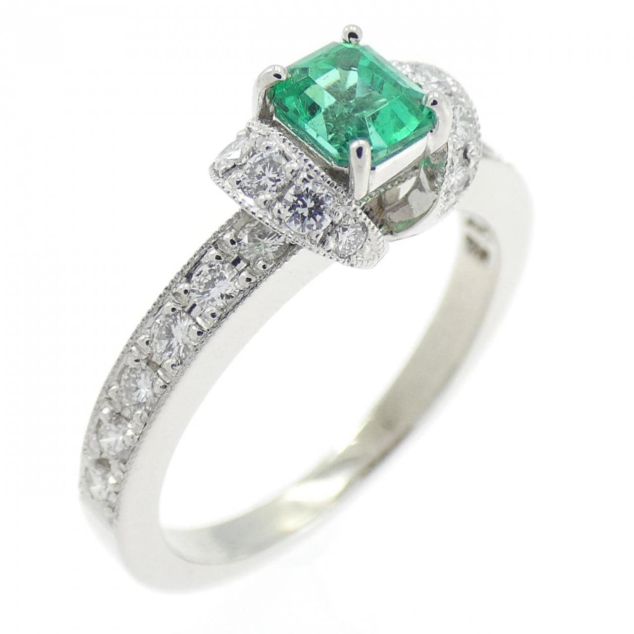 PT950 エメラルド リング 0.337CT
