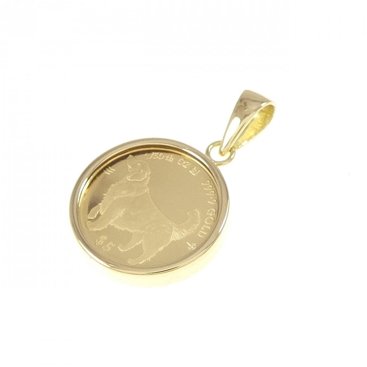 K18YG (frame) coin pendant