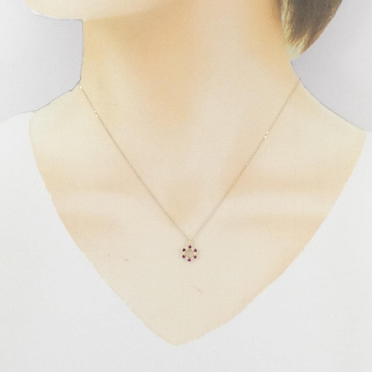 K10YG ルビー ネックレス 0.17CT