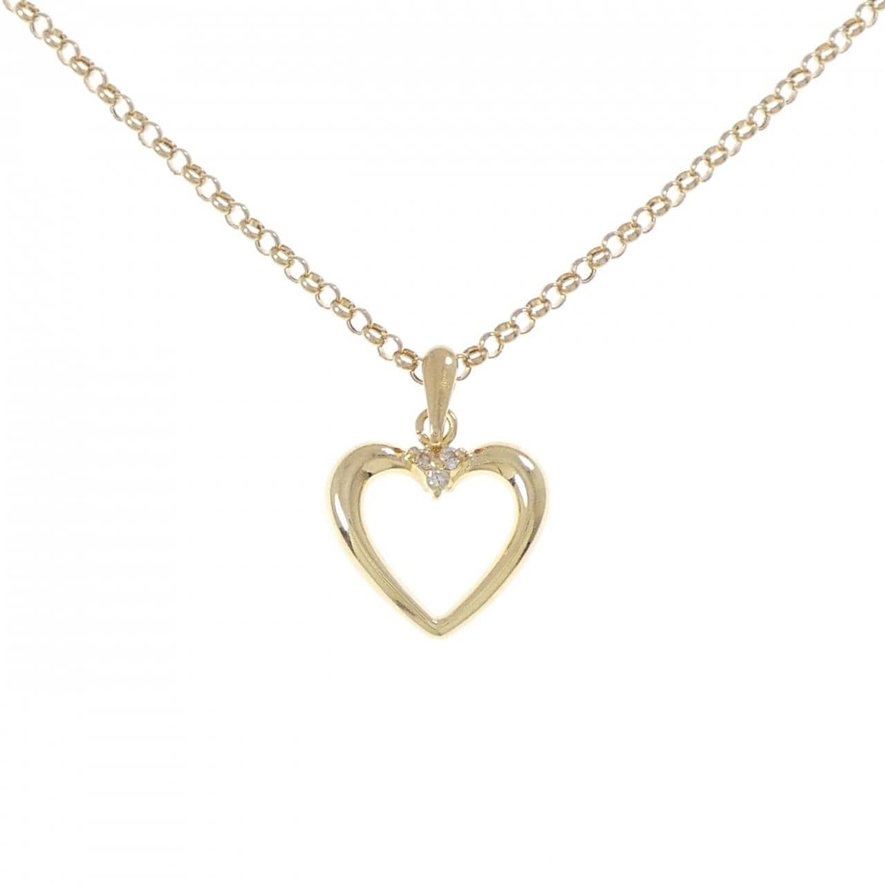 K18YG/750YG ハート ダイヤモンド ネックレス