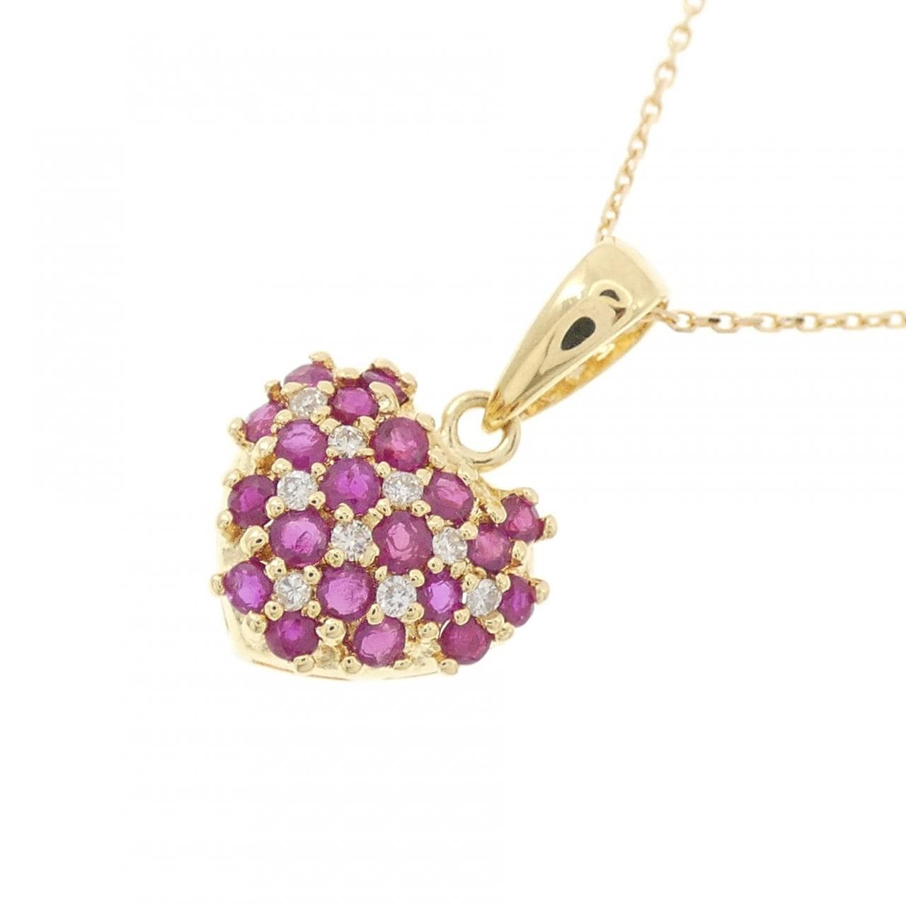 K18YG ハート ルビー ネックレス 0.60CT