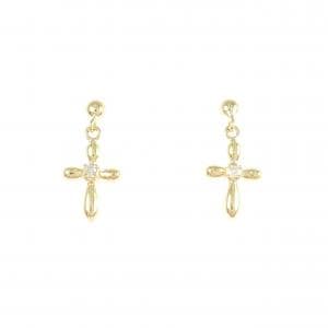 K18YG クロス ダイヤモンド ピアス 0.02CT