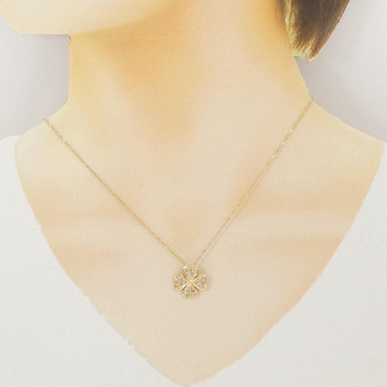 K18YG クローバー ダイヤモンド ネックレス 0.50CT