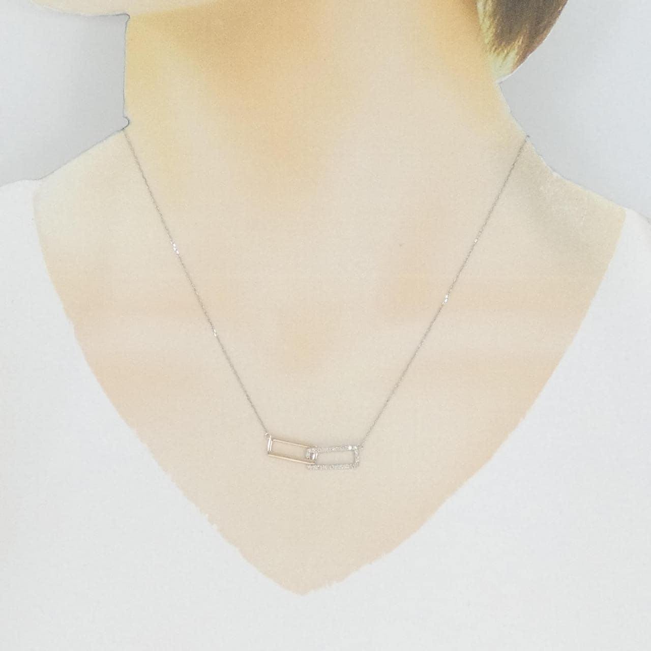 【新品】PT/K18PG ダイヤモンド ネックレス 0.13CT