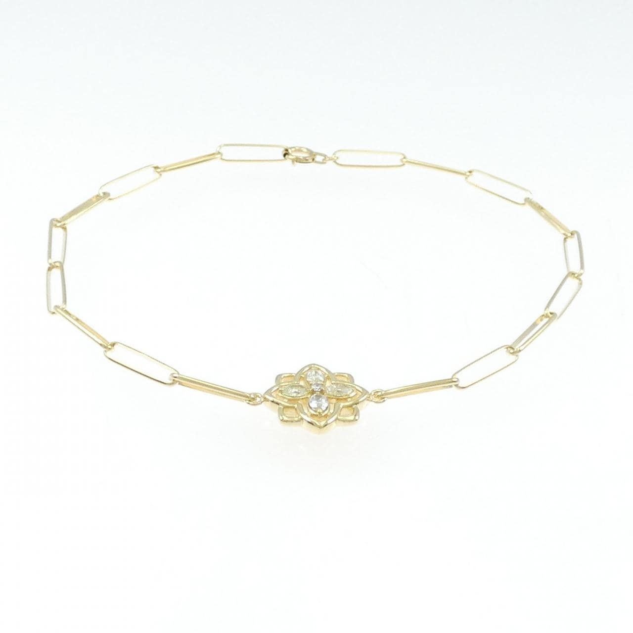 【新品】K18YG フラワー ダイヤモンド ブレスレット 0.22CT