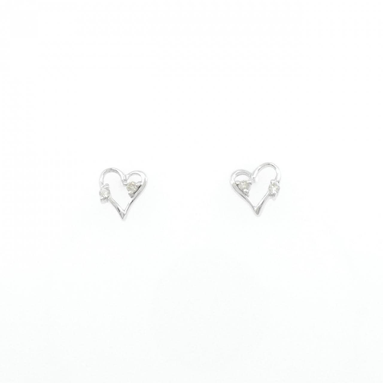 K14WG ハート ダイヤモンド ピアス 0.04CT