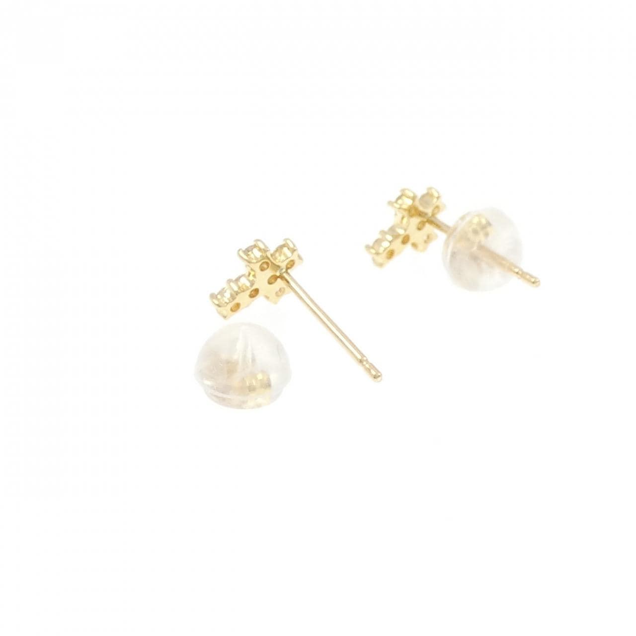 K18YG クロス ダイヤモンド ピアス 0.12CT