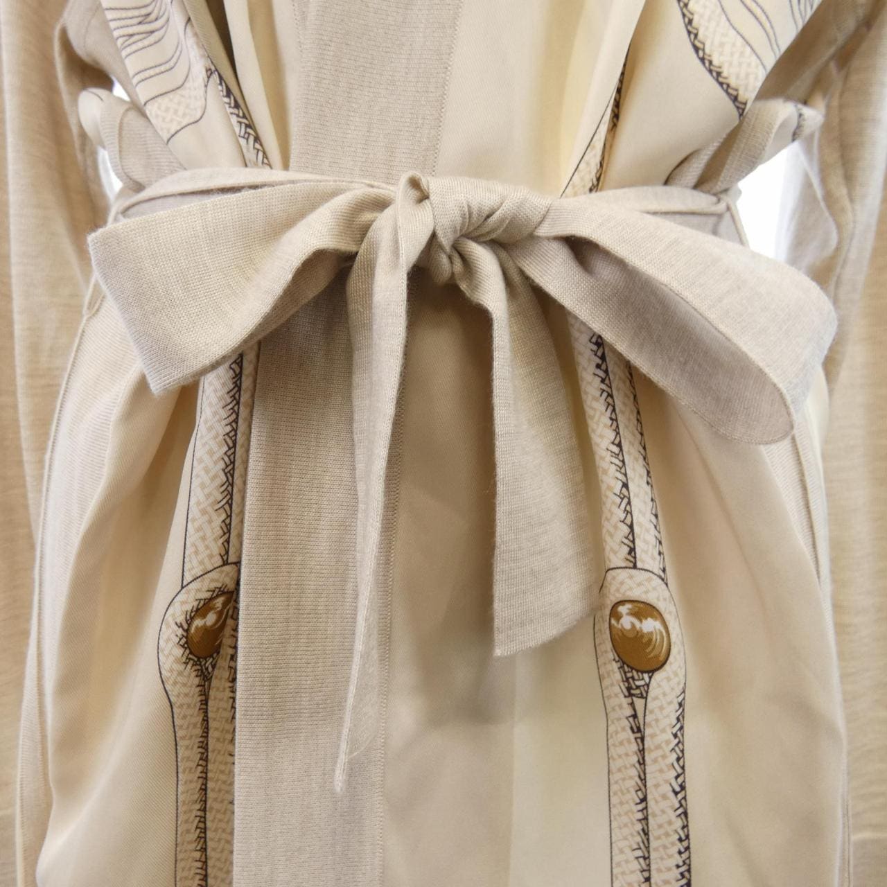 エルメス HERMES BRANDEBOURGS *06-7753 ツイルレーヌ. ロングカーディガン