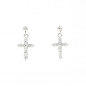 PT900 クロス ダイヤモンド ピアス 0.30CT