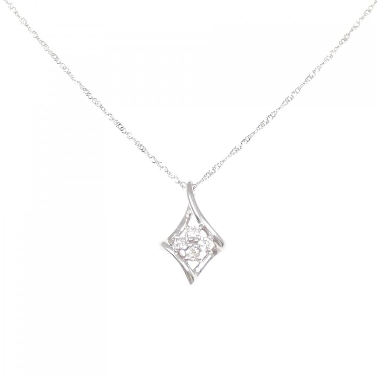 K18WG/750WG鑽石項鍊 0.10CT