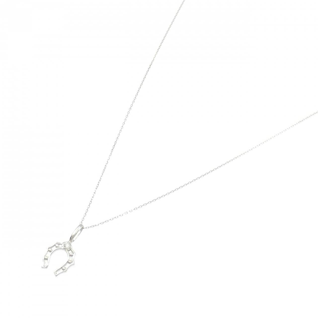 K10WG ホースシュー ダイヤモンド ネックレス 0.03CT