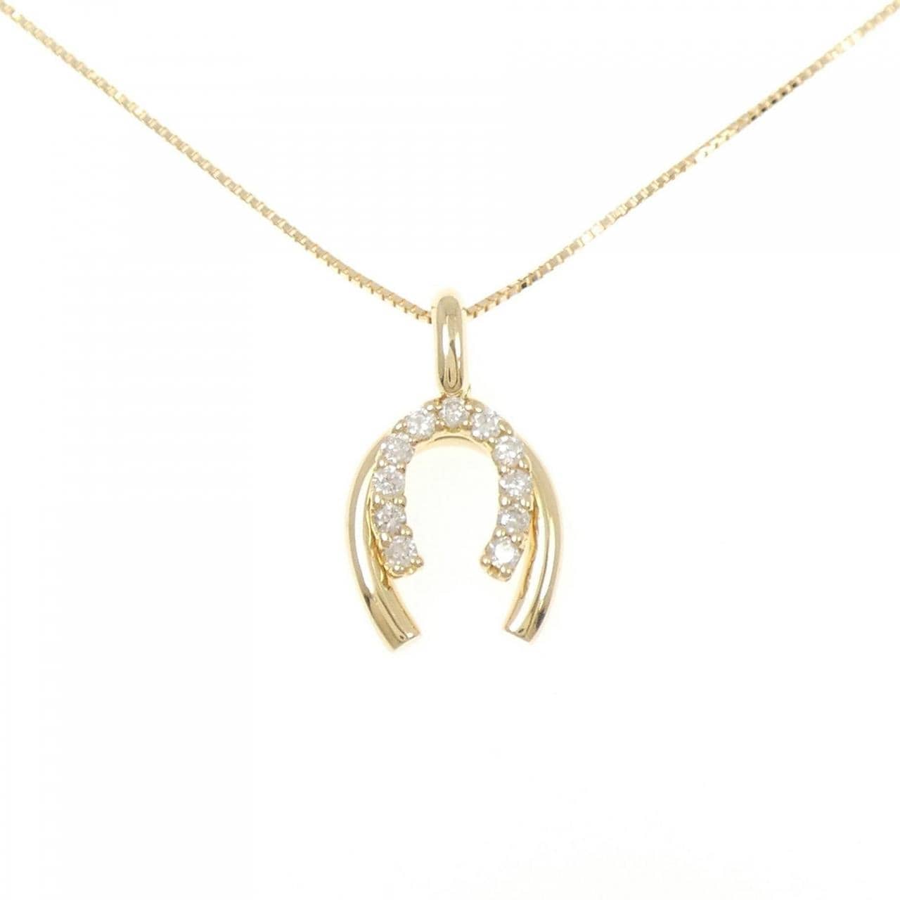 K18YG ホースシュー ダイヤモンド ネックレス 0.21CT