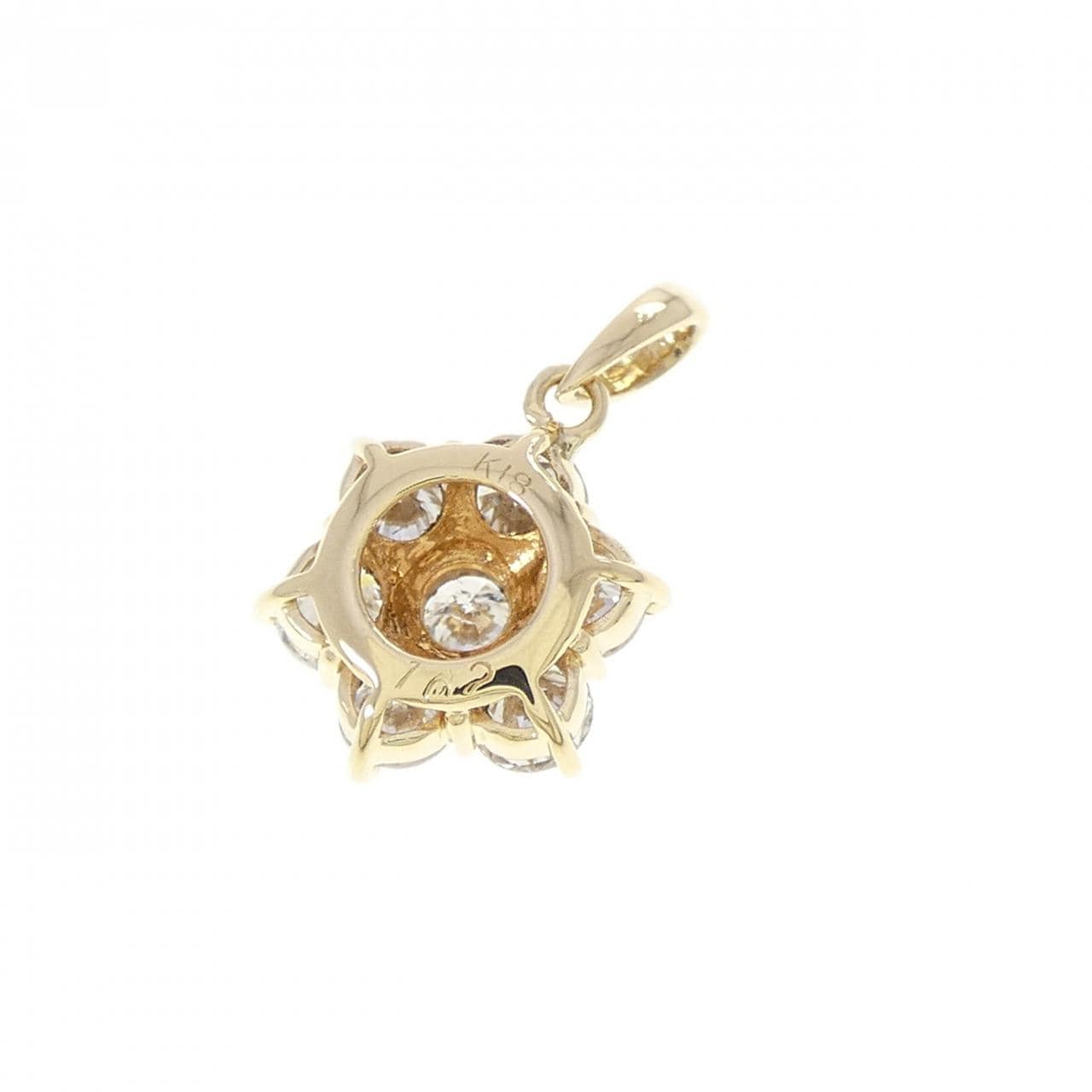 K18YG フラワー ダイヤモンド ペンダント 1.02CT