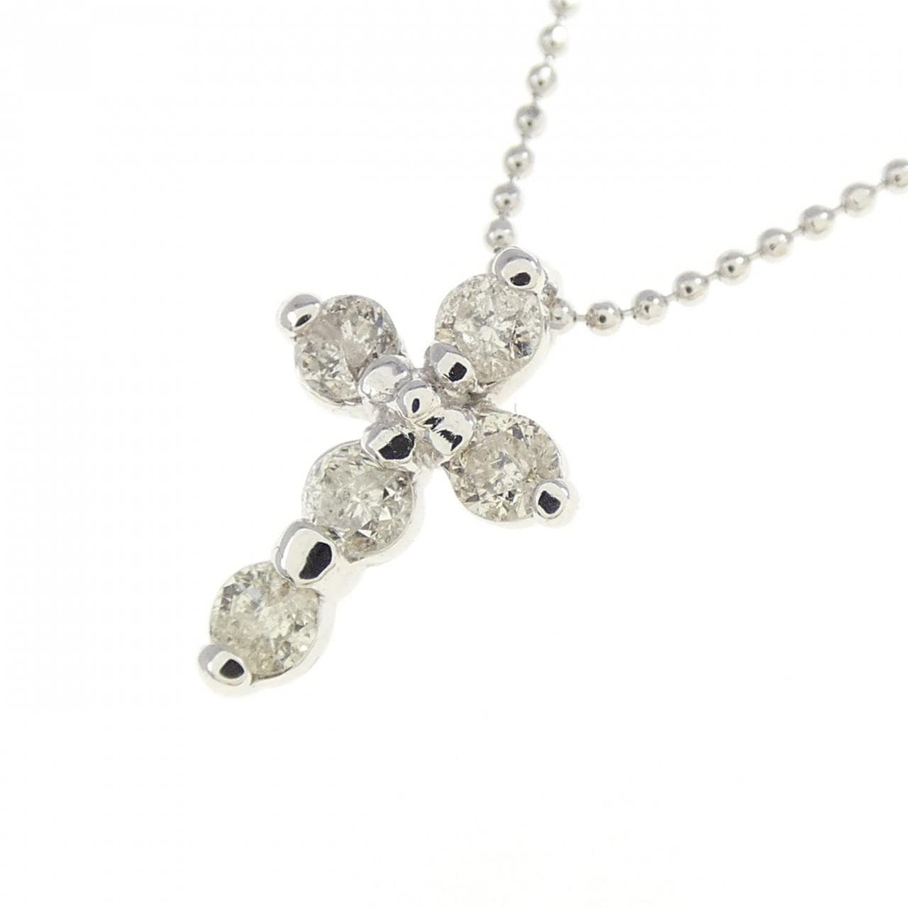 K14WG クロス ダイヤモンド ネックレス 0.20CT