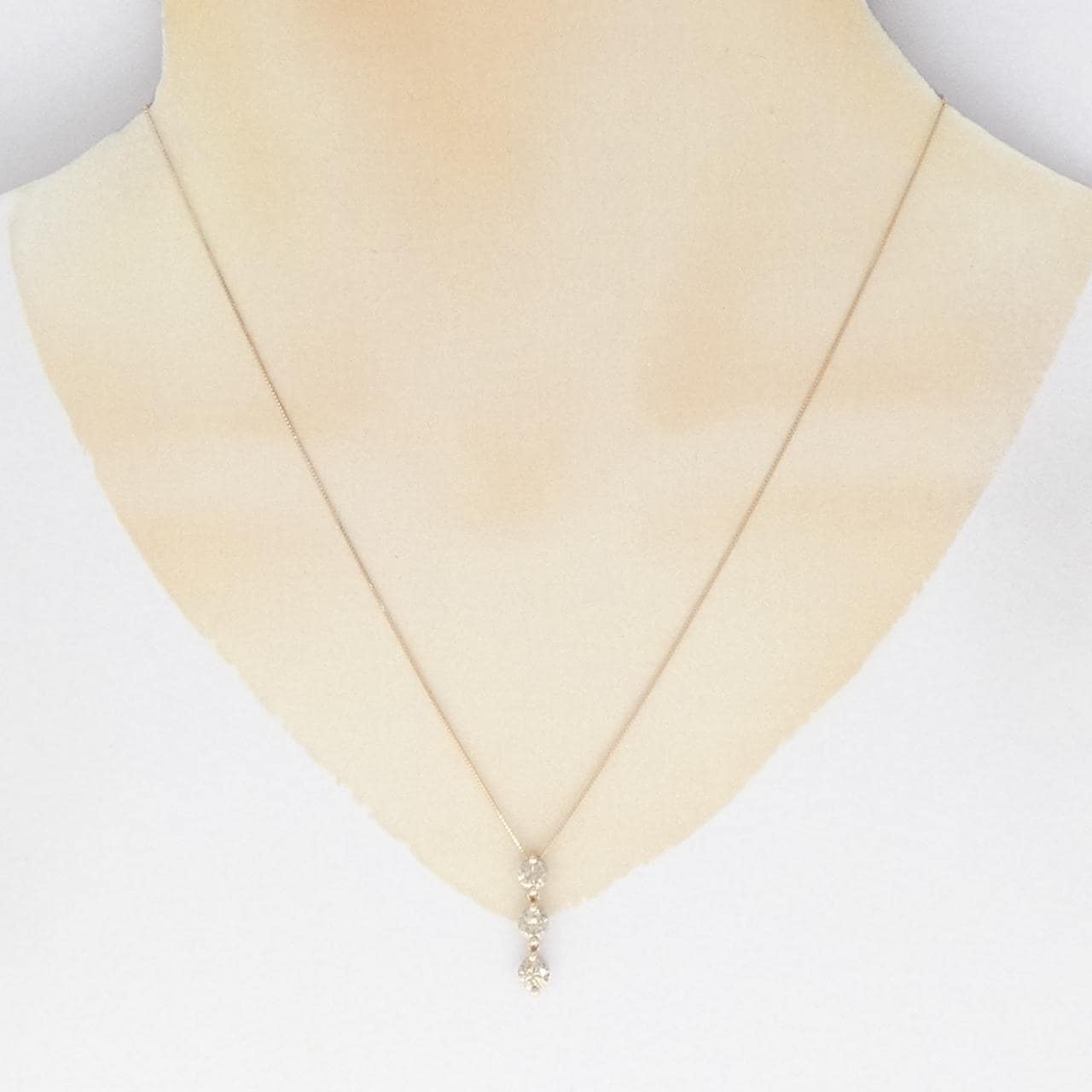 K18PG スリーストーン ダイヤモンド ネックレス 1.00CT