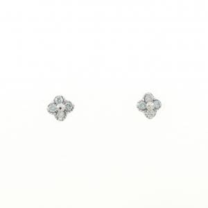 K14WG フラワー ダイヤモンド ピアス 0.06CT