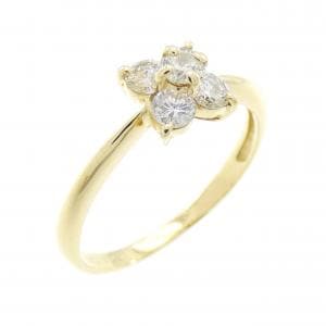 K18YG フラワー ダイヤモンド リング 0.45CT