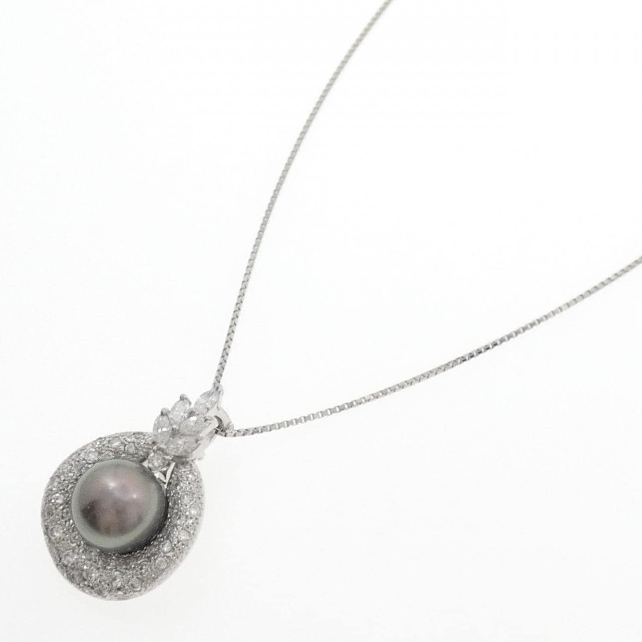 PT900/PT/850 黒蝶パール ネックレス 11.8mm