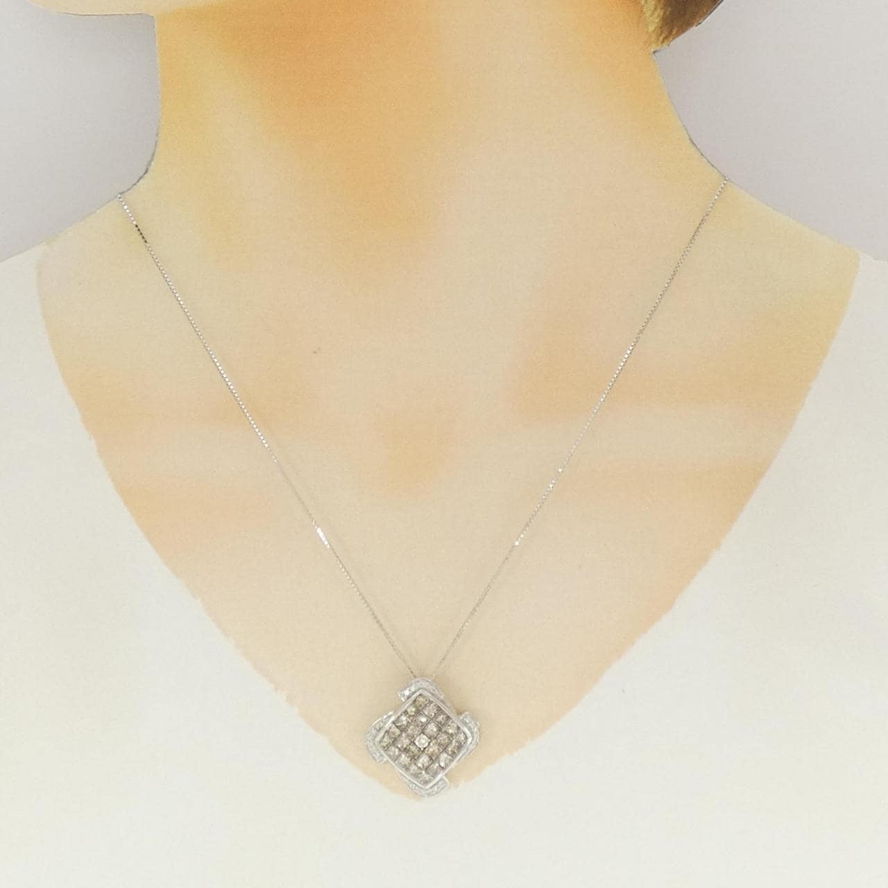 K18WG ダイヤモンド ネックレス 3.00CT