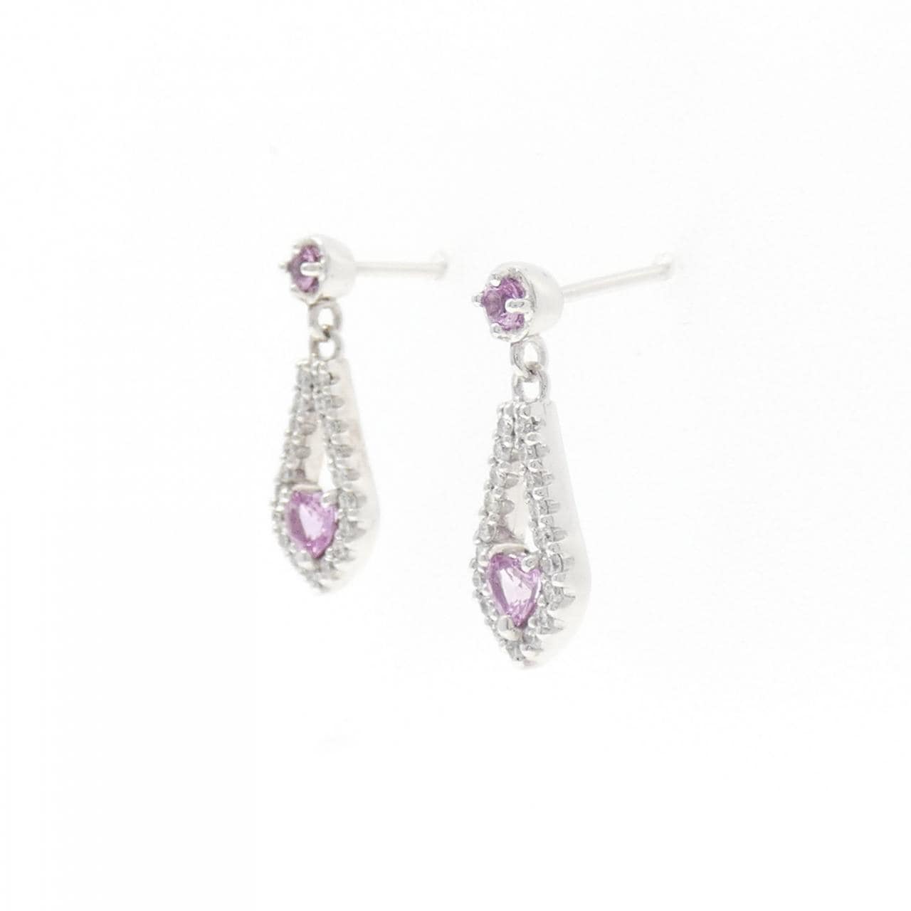 K18WG/K14WG ハート サファイヤ ピアス 0.36CT