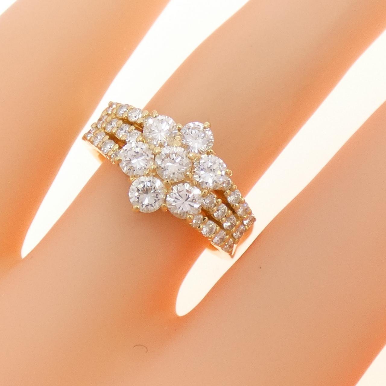 K18YG フラワー ダイヤモンド リング 1.20CT