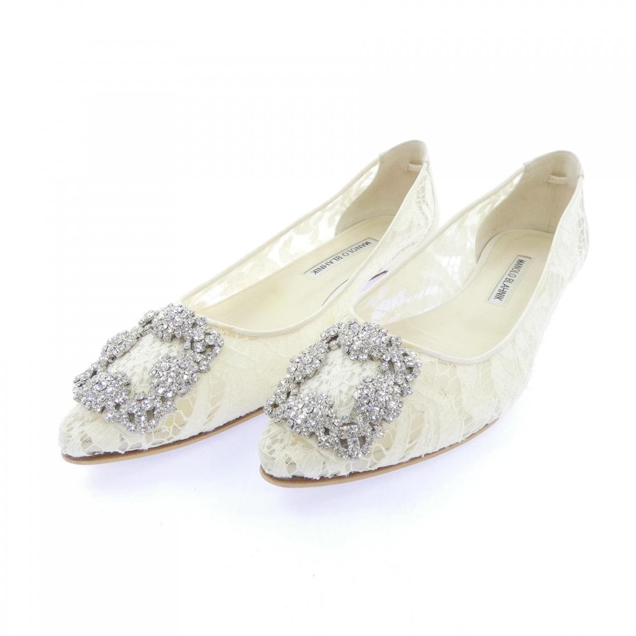 マノロブラニク MANOLO BLAHNIK HANGISIFLAT レース フラットシューズ